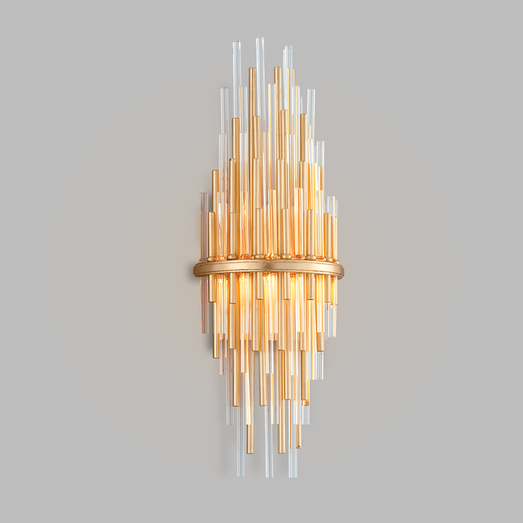 Theory Wall Sconce 22" - Gold Leaf W Polished Stainless