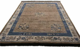 Rug & Kilim's Chinese Art Deco Style Rug In Beige-Brown And Blue Medallion Style
