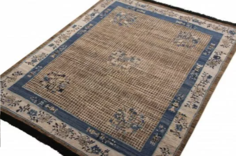 Rug & Kilim's Chinese Art Deco Style Rug In Beige-Brown And Blue Medallion Style