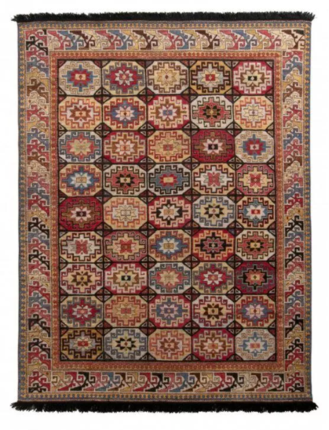 Rug & Kilim's Tribal Style Rug In Red And Gold All Over Geometric Pattern