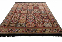 Rug & Kilim's Tribal Style Rug In Red And Gold All Over Geometric Pattern