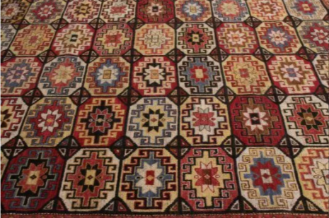 Rug & Kilim's Tribal Style Rug In Red And Gold All Over Geometric Pattern