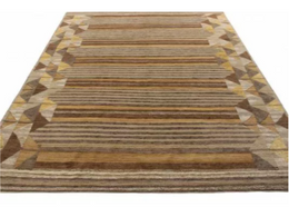 Rug & Kilim's Scandinavian Style Rug - High-Low Beige-Brown Geometric Pattern