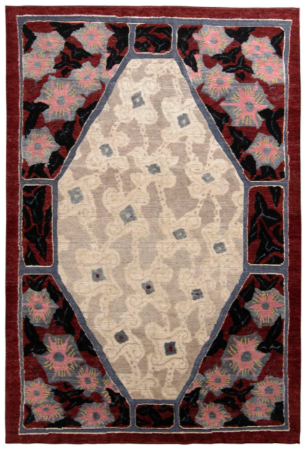 Rug & Kilim's French Deco Style Rug In Red And Beige All Over Pattern