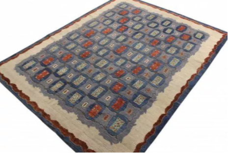 Rug & Kilim's Art Deco Style Rug In Blue All Over Geometric Pattern