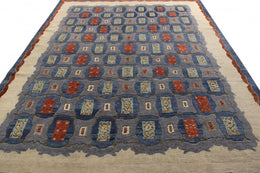 Art Deco Rug in Blue All Over Geometric Pattern
