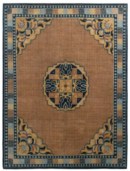 Rug & Kilim's Classic Kangxia Style Rug In Brown And Blue Medallion Pattern