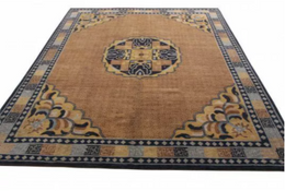 Rug & Kilim's Classic Kangxia Style Rug In Brown And Blue Medallion Pattern