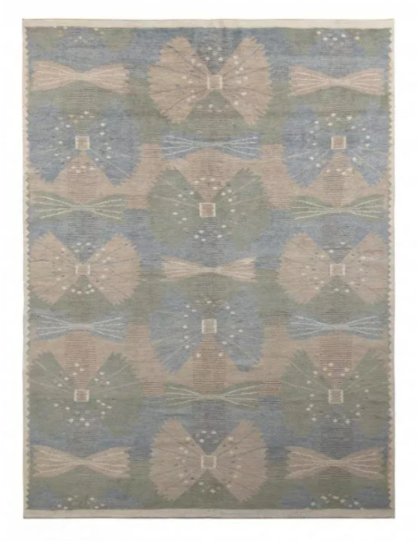 Rug & Kilim's Scandinavian Style Rug In Green, Blue And Beige Geometric Pattern