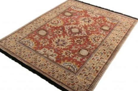 Rug & Kilim's Kuba Style Rug In Red And Beige-Brown Floral Pattern