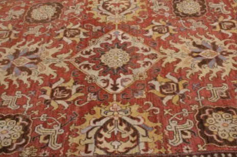 Rug & Kilim's Kuba Style Rug In Red And Beige-Brown Floral Pattern