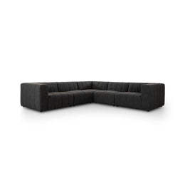 Langham Channeled 5-Piece Sectional - Saxon Charcoal