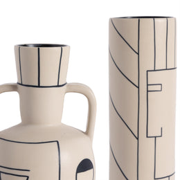 Cara Vases, Set Of 2-Black On White