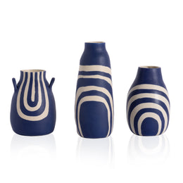 Keshi Vases, Set Of 3-Blue & White