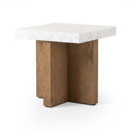 Bellamy End Table - White Carrara Marble