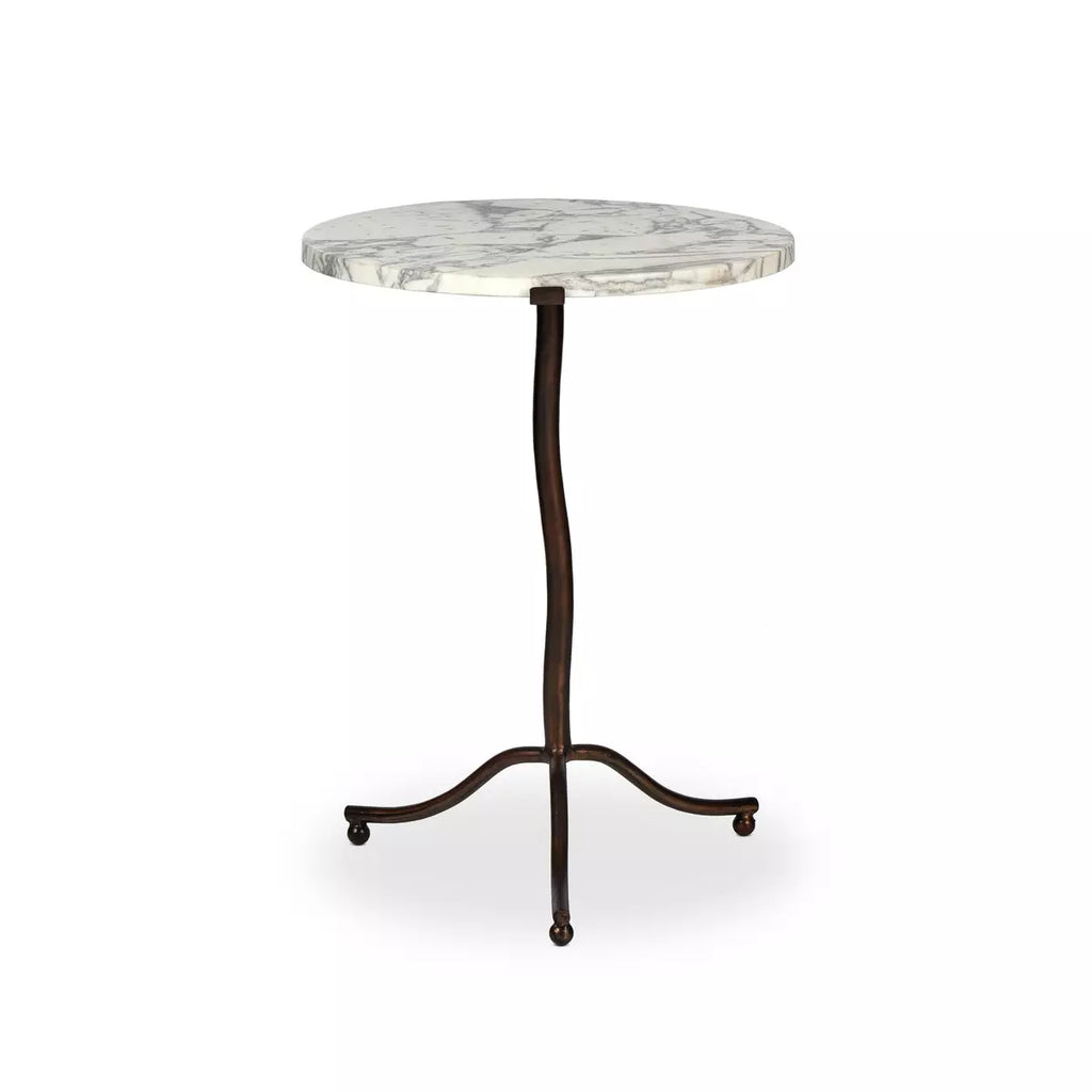 Sophie End Table, Veined White Marble