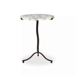 Sophie End Table, Veined White Marble