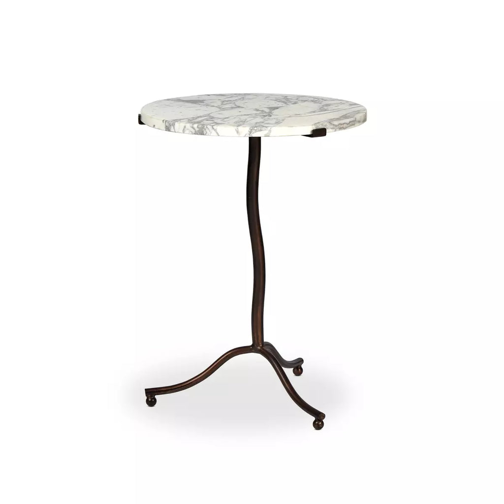 Sophie End Table, Veined White Marble