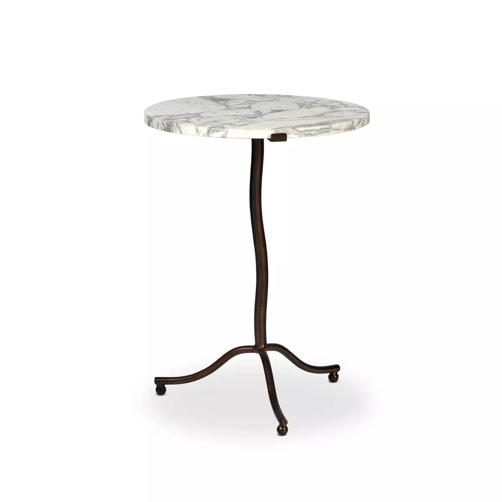 Sophie End Table, Veined White Marble