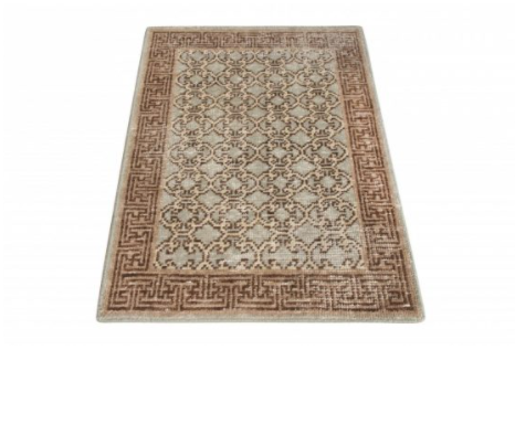 Khotan Style Rug In Distressed Blue, Beige-Brown Trellis Pattern - 23958