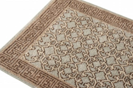 Khotan Style Rug In Distressed Blue, Beige-Brown Trellis Pattern - 23958