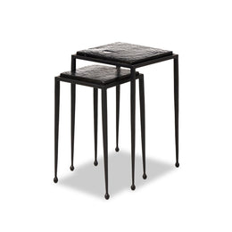 Dalston Nesting End Table, Smoked Black Cast Glass