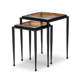 Dalston Nesting End Table - Amber Cast Glass