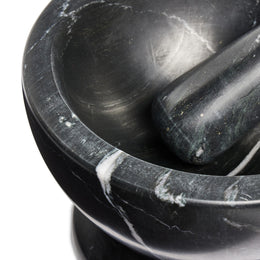 Arman Mortar and Pestle - Polished Black Marble