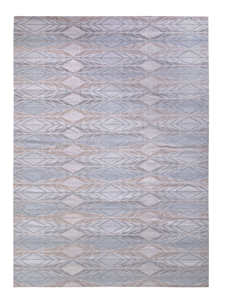 Scandinavian Style Kilim Rug In Blue Gray Geometric Pattern - 23987