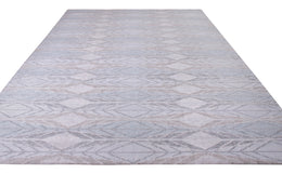 Scandinavian Style Kilim Rug In Blue Gray Geometric Pattern - 23987