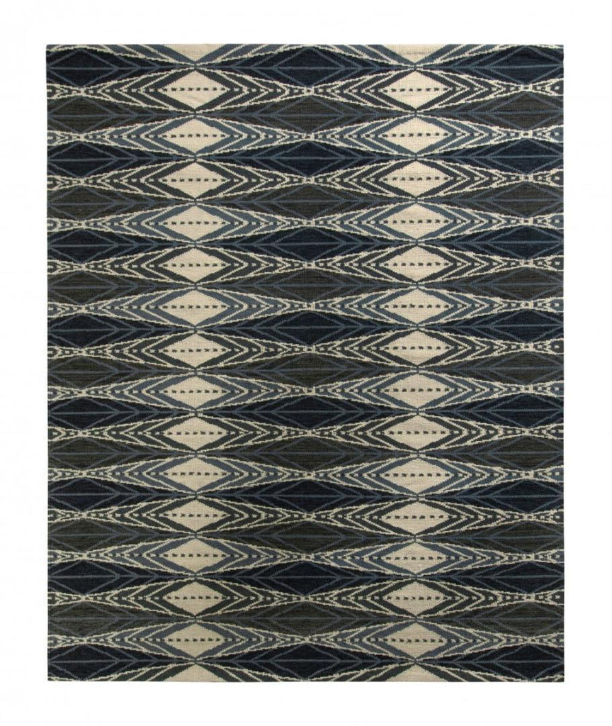 Scandinavian Rug In Blue Gray Geometric Pattern