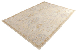 Distressed Style Rug In Beige-Brown And Blue Geometric Pattern - 24022