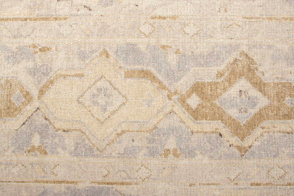 Distressed Style Rug In Beige-Brown And Blue Geometric Pattern - 24022