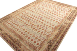 Distressed Style Rug In Beige-Brown And Red Floral Pattern - 24036