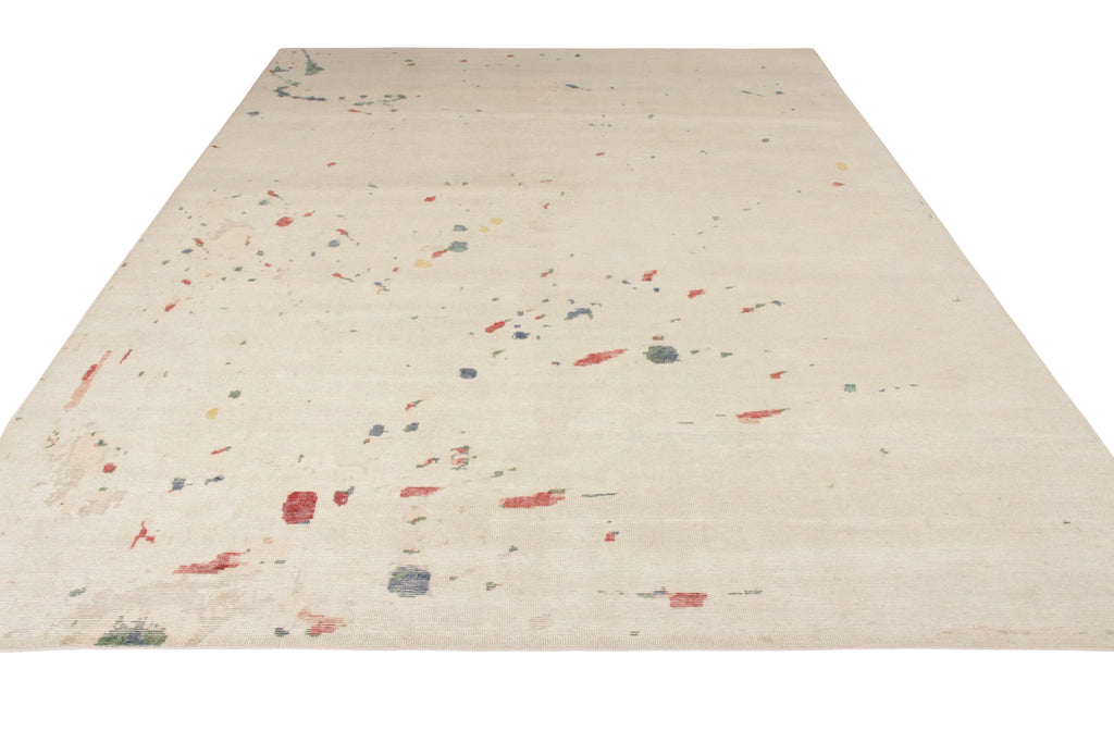 Distressed Style Rug In White, Multicolor Abstract Pattern - 24045