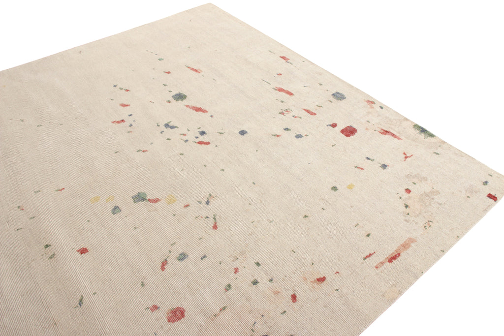 Distressed Style Rug In White, Multicolor Abstract Pattern - 24045