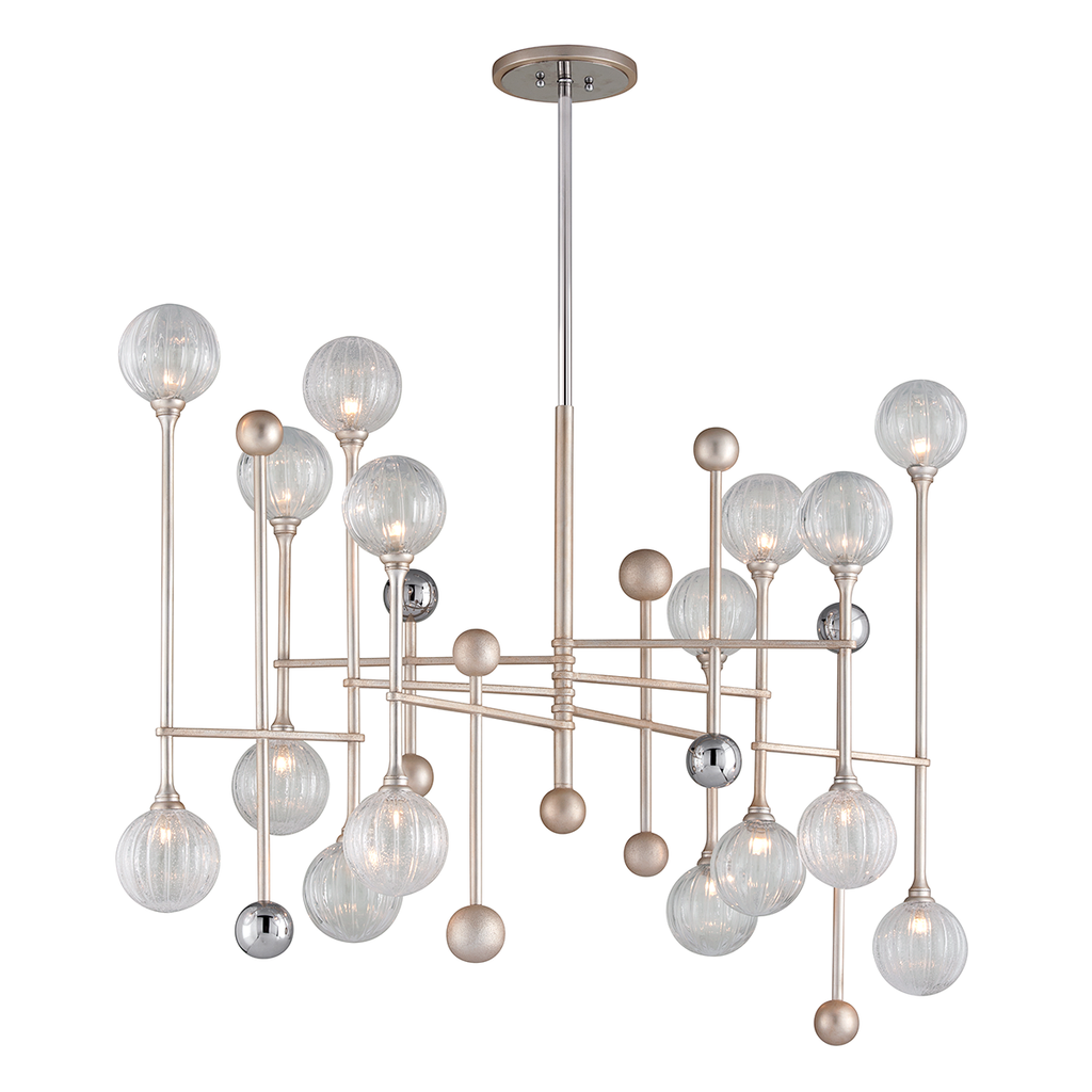 Majorette Chandelier - Silver Leaf with Polished Chrome