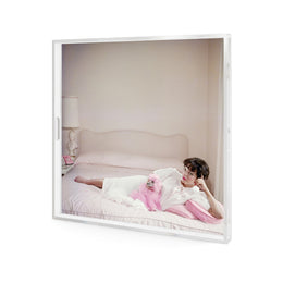 Joan Collins Relaxes Tray by Slim Aarons - 1/4 Inch Clear Cast Acrylic