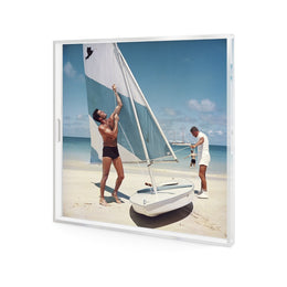 Boating In Antigua Tray by Slim Aarons - 1/4 Inch Clear Cast Acrylic