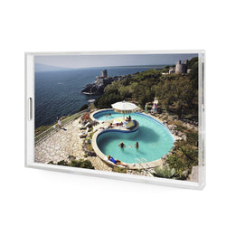 Pool At Villa Gli Arieti Tray by Slim Aarons - 1/4 Inch Clear Cast Acrylic