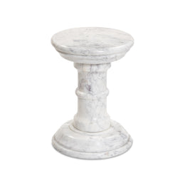 Cyprus End Table - Veined White Marble Solidby Four Hands