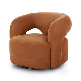 Mazie Swivel Chair - Nubuck Cognac