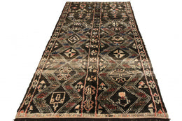 Vintage Moroccan Rug In Beige Brown Red Geometric Pattern