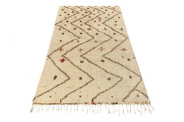 Vintage Moroccan Berber Rug With Beige Brown Chevron Patterns