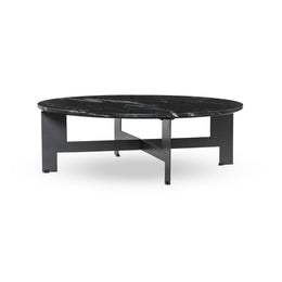 Marble Round Coffee Table With Iron by Four Hands