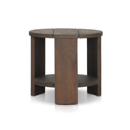 Roca Outdoor Round End Table - Stained Heritage Brown-FSC