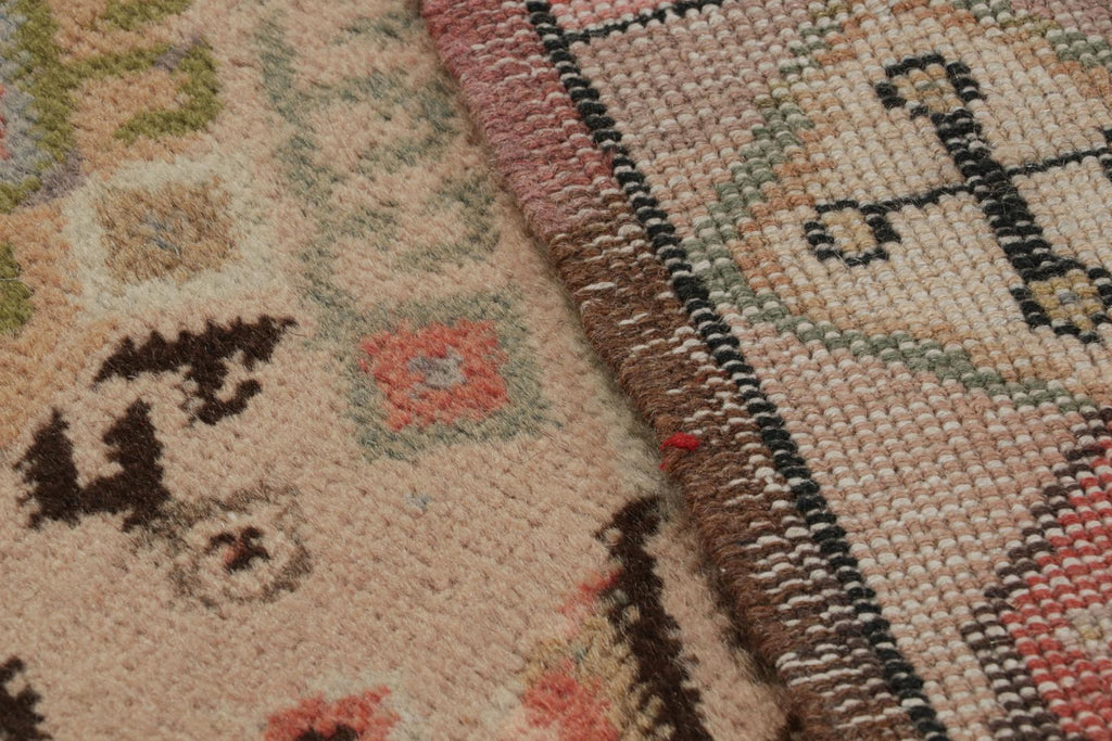 Vintage Tribal Runner In Beige Brown With Geometric Pattern