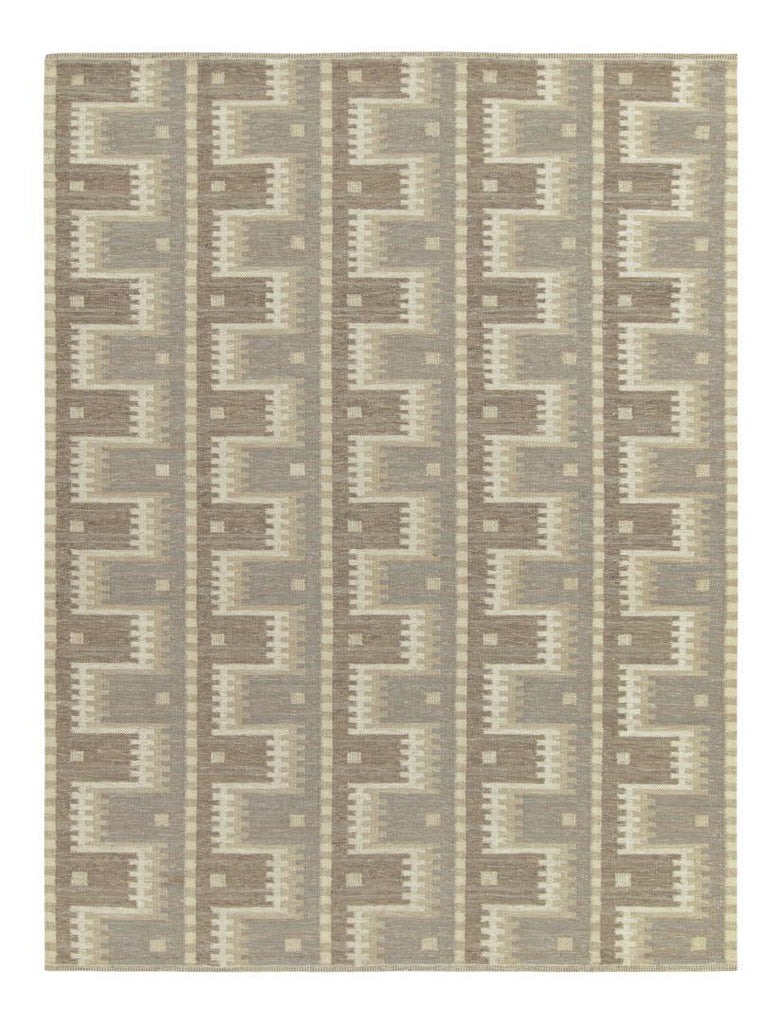 Scandinavian Custom Rug In Greige Geometric Pattern