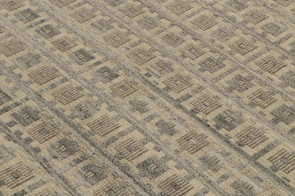 Scandinavian Rug with Grey, Beige Geometric Pattern