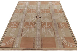 French Art Deco Rug with Beige-Brown Geometric Patterns